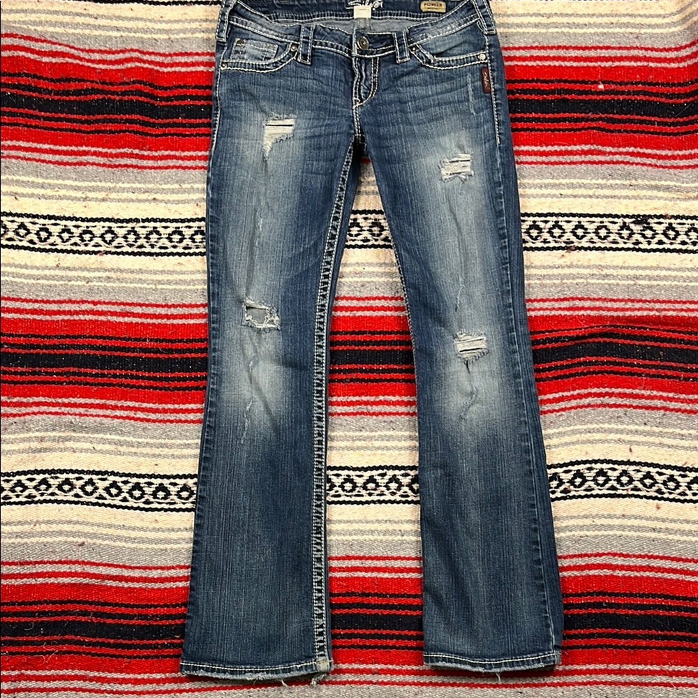 Silver Pioneer Women's Boot Cut Blue Jeans W30 L33